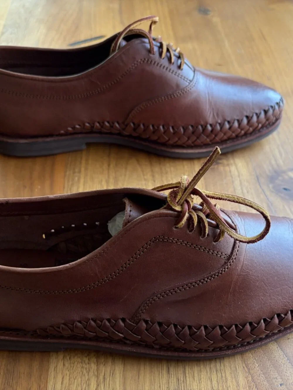 Chamula Brown Leather Huarache Lace Up Shoes Men’s 9.5 Handmade Mexico NEW